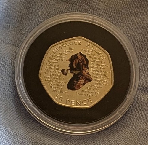 Sherlock holmes coloured 50p - sherlock,