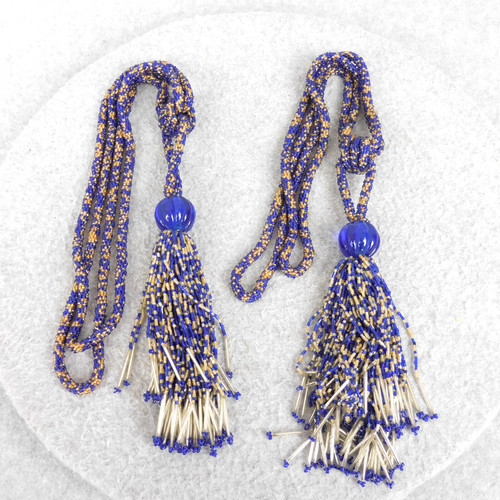 Pair glass beaded - pair, tassels