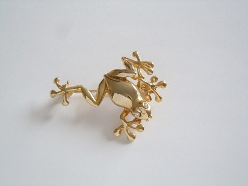 Brooch frog toad rhinestone - brooch,
