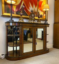 Rare, Superb Quality 19thc Birds Eye Walnut Ormolu Mounted Credenza Sideboard