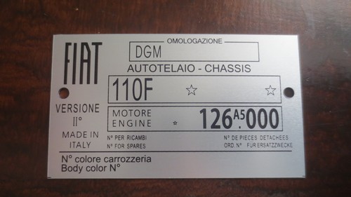 Type plate chassis fiat - type,