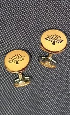 Mulberry Stainless Steel And Enamel Round Face Cufflinks