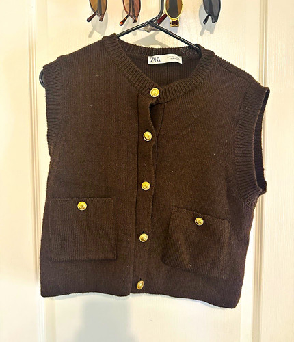 Zara brown solid - solid, crew