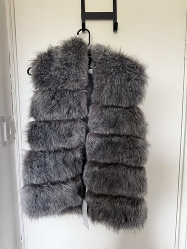 Women grey faux fur gilet - grey,