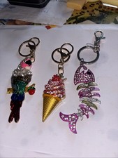 3 Sparkly Key Rings Creative Keychains Creative Gift Keyrings