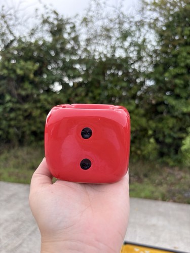 Vintage style red ceramic dice - ceramic,