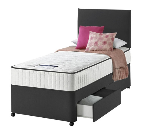Single plush divan bed set - bed,