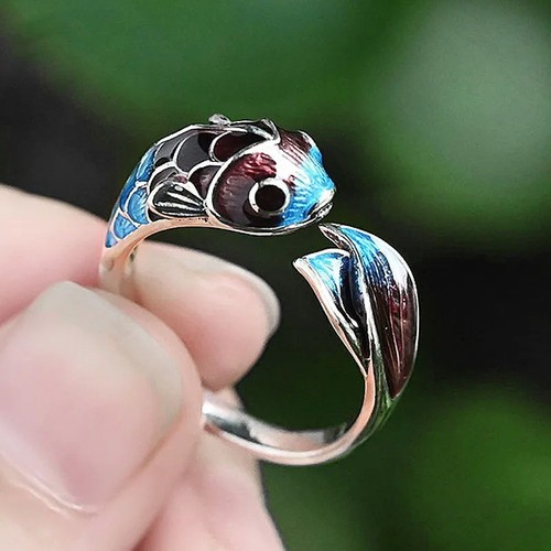 Silver enamel koi fish - pc,