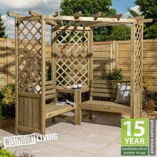 NEW WOODEN CORNER GARDEN ARBOUR PATIO BENCH PERGOLA SEAT RADIAL ROOF TREATED