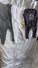 3 BabyGirlBabyBoyDogNGrey N Black Sleepsuits 0-3 Months.F&F & Mamas&papas &spot