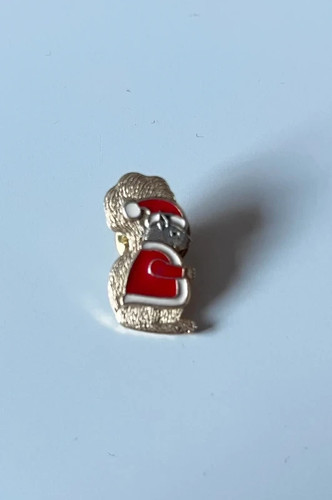 Squirrel santa badge pin - santa,
