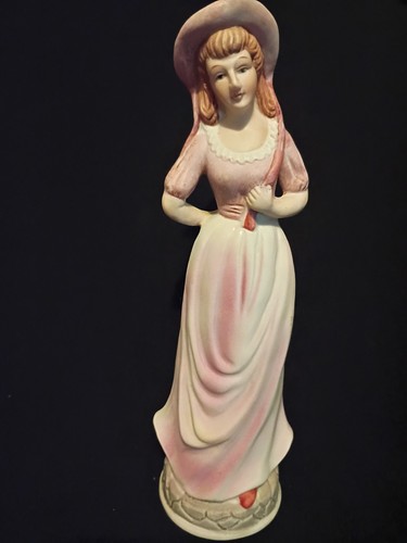 Porcelain woman figurine pink - woman,