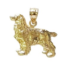 14k Yellow Gold Cocker Spaniel Dog Pendant / Charm, Made in USA