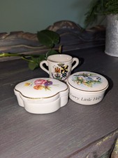 Job Lot of 3 Vintage Trinket Boxes & Mini Loving Cup. All With Maker Marks