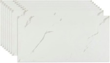 Fantasnight Tile Stickers White 60x30cm 10pcs, Self Adhesive Wall Tiles Marble