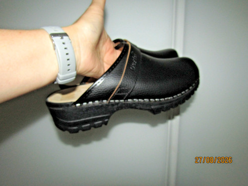 Gerla black leather wooden - black,