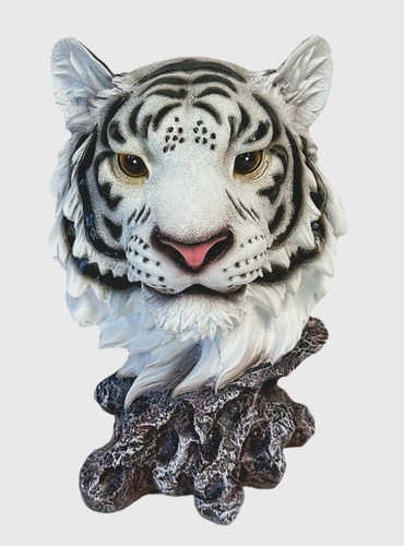 White tiger bust resin - tiger, 10.25"