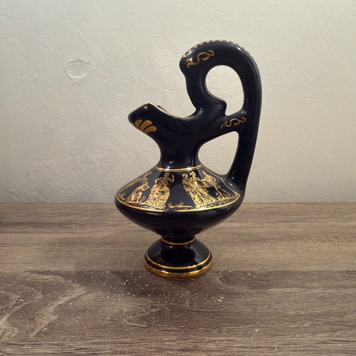 Black gold greek pottery ewer - black,