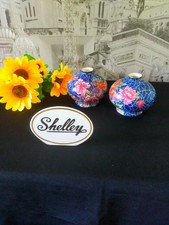 A beautiful pair of shelley cloisonne bud vases 9cm in height great condition,
