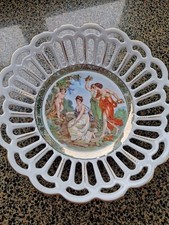 Dresden China Pieced Bowl with 3 Ladies and Cherub. Made In Germany Vintage