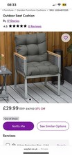 2 Grey Cushions for Outdoor Furniture rrp £60 brand new  