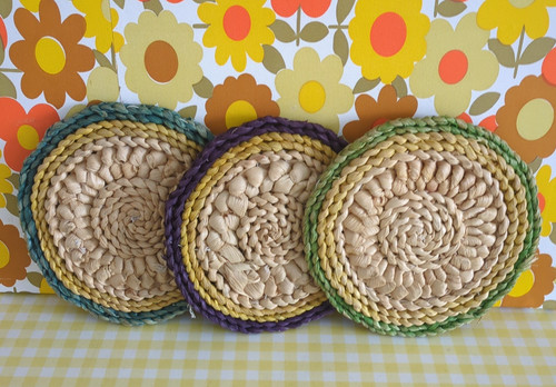 Vintage mats raffia woven - vintage,