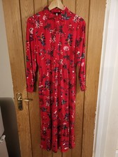 Joules long blouson sleeve shirt Dress Size 8 red  mistletoe berries pine cone 