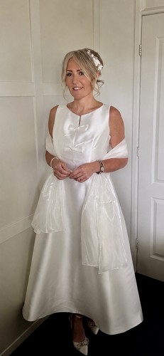 Tea length wedding dress worn - tea,