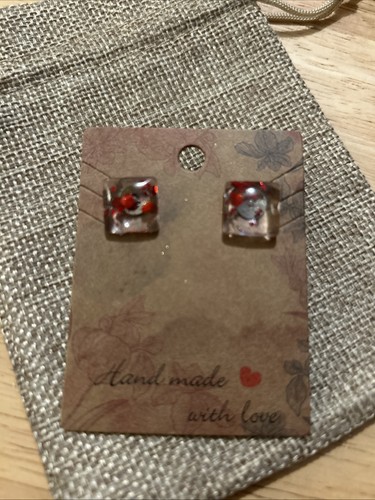 Square glitter resin studs - glitter,