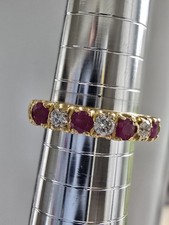 18ct yellow gold Ruby And Diamond Eternity Ring Size J quite ornate setting