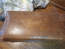 Bridge Set Cards Leather Box Card Case Lockable With Scoreboards Vintage Retro