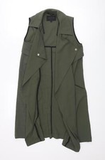 River Island Womens Green Gilet Jacket Size 8  Waterfall Front