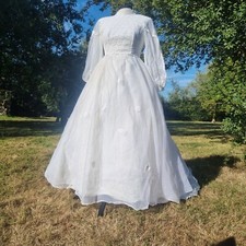 Vintage 1970s Boho Hippy Medieval Revival Wedding Dress Size 6 To 8