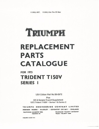 Triumph parts manual book 1973 - manual,
