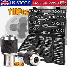 110Pcs Tap and Die Set Metric M2 - M18 and Tap Sockets 2Pcs Tapping Reaming Tool
