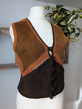 Vintage 60s 70s crochet suede