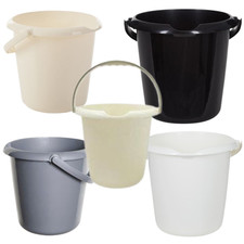 WHITEFURZE 5L/10L Plastic Utility Bucket with Handle Durable Household Storage