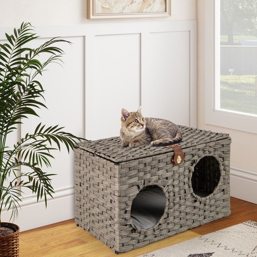 Foldable rattan cat house - foldable, pe