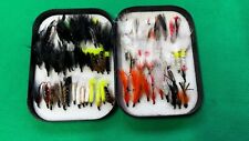 Wheatley of England  Metal Black Fly box. Approx 60 Special Salmon Trout Flies.