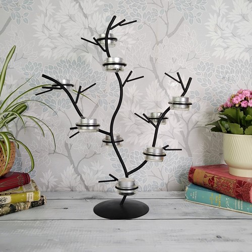 Black metal tree candelabra - tree,