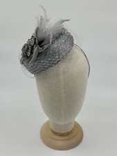 Silver Grey Hatinator Pillbox Hat Fascinator Wedding Ascot Races Occasion