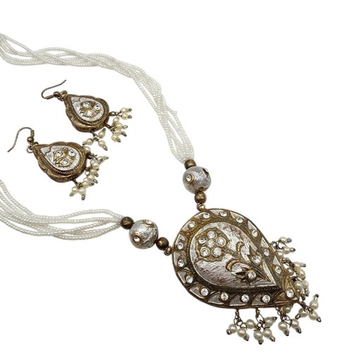 White pearl kundan - white, mala