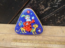Vintage 1950s era Horner Sweet Tin with Circus Clown design .Triangular tin