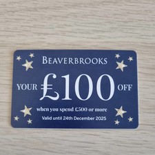 Beaverbrooks Gift Card Voucher - £100 off when you spend £500 or more