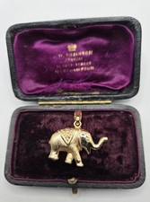 Elephant Pendant Charm Light Gold Tone Metal - Length 2.5cm