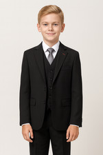 Boys Black Twill Suit Tailored
