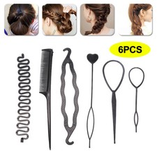 6x Styling Clip Bun Maker Hair Twist Braid Ponytail Tool Accessories Comb Roller