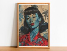 Blue Kitsch Lady 12 Art Print