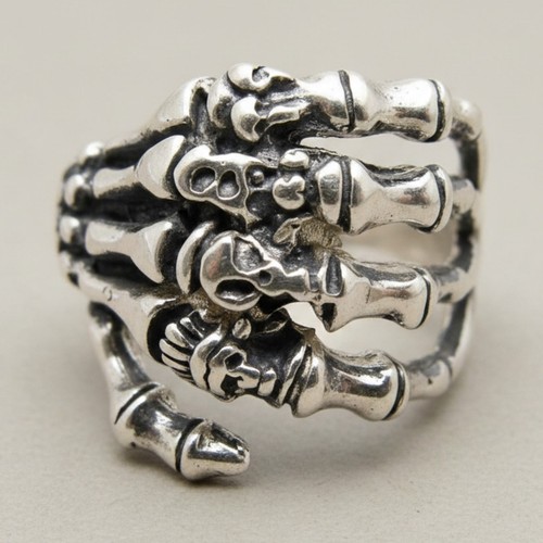 Sterling silver skeleton hand - silver,