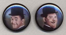LAUREL AND HARDY colour  two BADGE Button Pins 